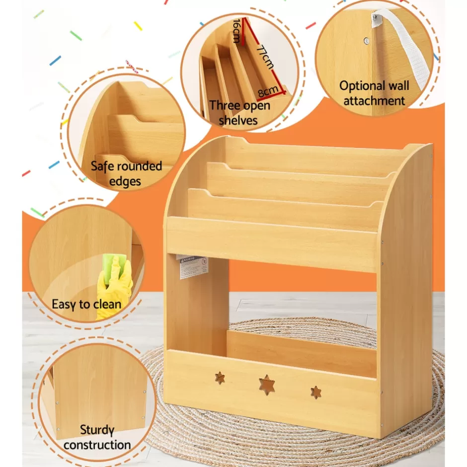Shop Baby Direct Keezi Kids Bookshelf Children Toys Storage Shelf Rack Organiser Bookcase Display