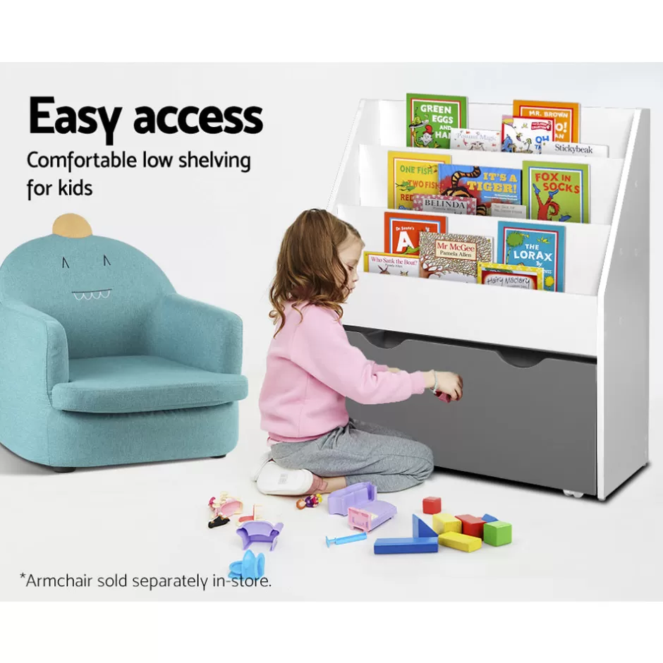 Store Baby Direct Keezi Kids Bookshelf Childrens Bookcase Organiser Storage Shelf Wooden White