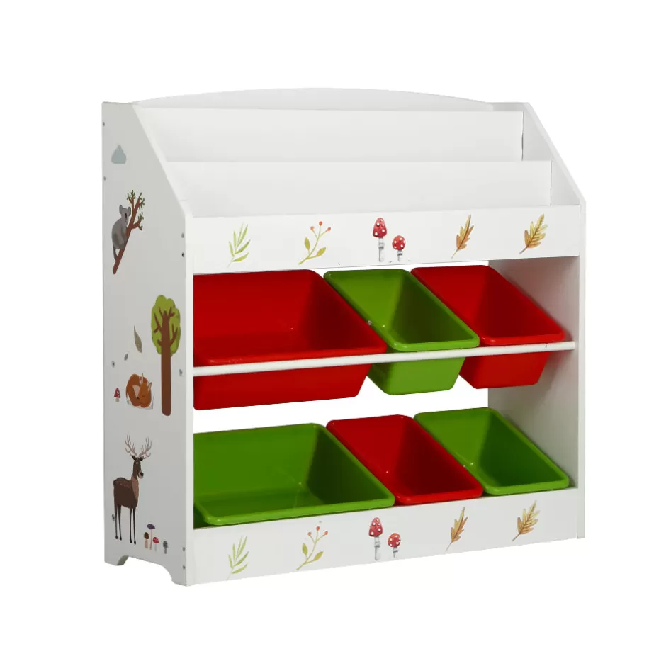 Cheap Baby Direct Keezi Kids Bookshelf Toy Box Organiser Children 6 Bins Display Shelf Storage Box