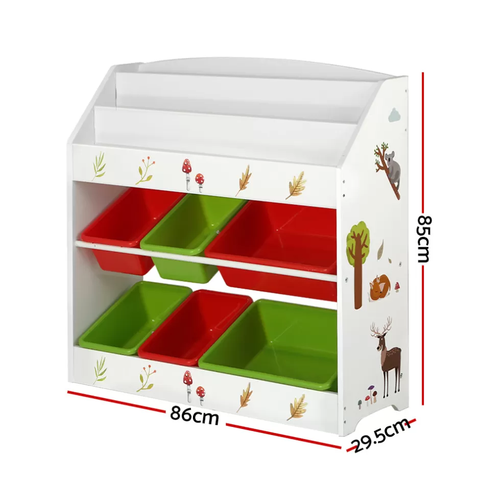 Cheap Baby Direct Keezi Kids Bookshelf Toy Box Organiser Children 6 Bins Display Shelf Storage Box
