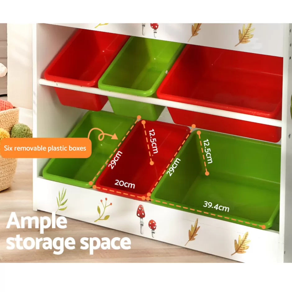 Cheap Baby Direct Keezi Kids Bookshelf Toy Box Organiser Children 6 Bins Display Shelf Storage Box