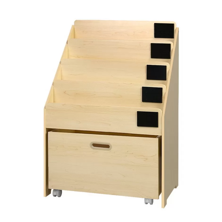 Cheap Baby Direct Keezi Kids Natural Wood Bookshelf Storage Organiser Bookcase Drawers Children