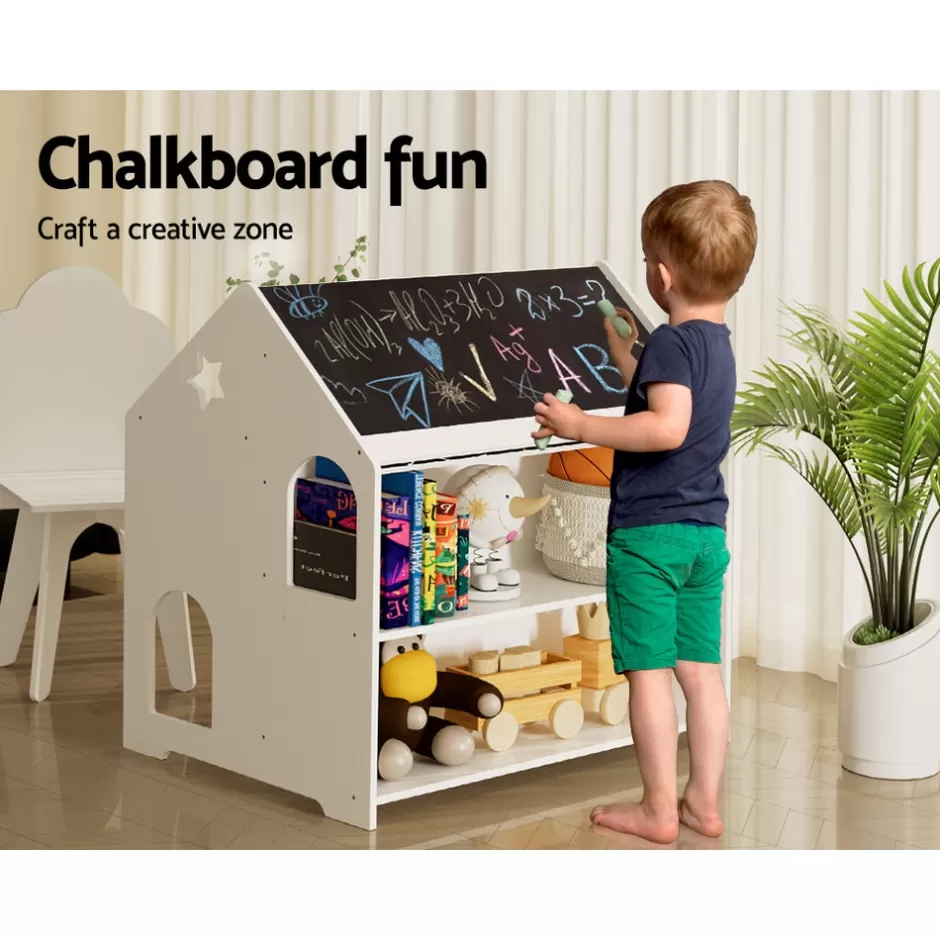 Online Baby Direct Keezi Kids Table and Chairs Set Activity Chalkboard Play Study Toys Storage Desk
