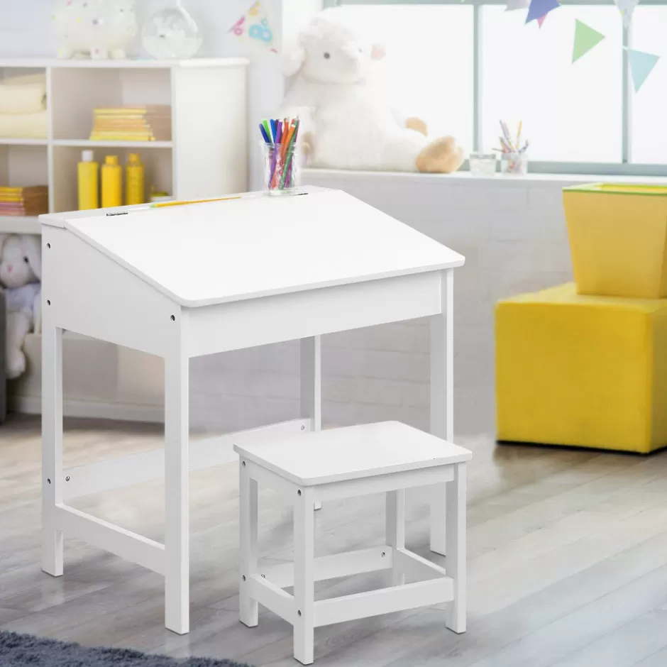 Store Baby Direct Keezi Kids Table Chairs Set Children Drawing Writing Desk Storage Toys Play