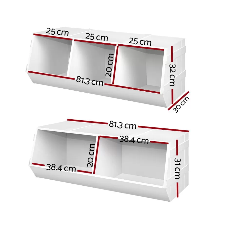 New Baby Direct Keezi Kids Toy Box Stackable Bookshelf Storage Organiser Bookcase Shelf