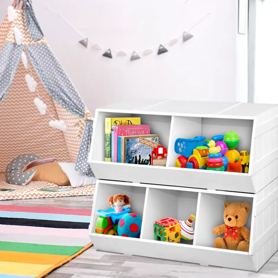 New Baby Direct Keezi Kids Toy Box Stackable Bookshelf Storage Organiser Bookcase Shelf