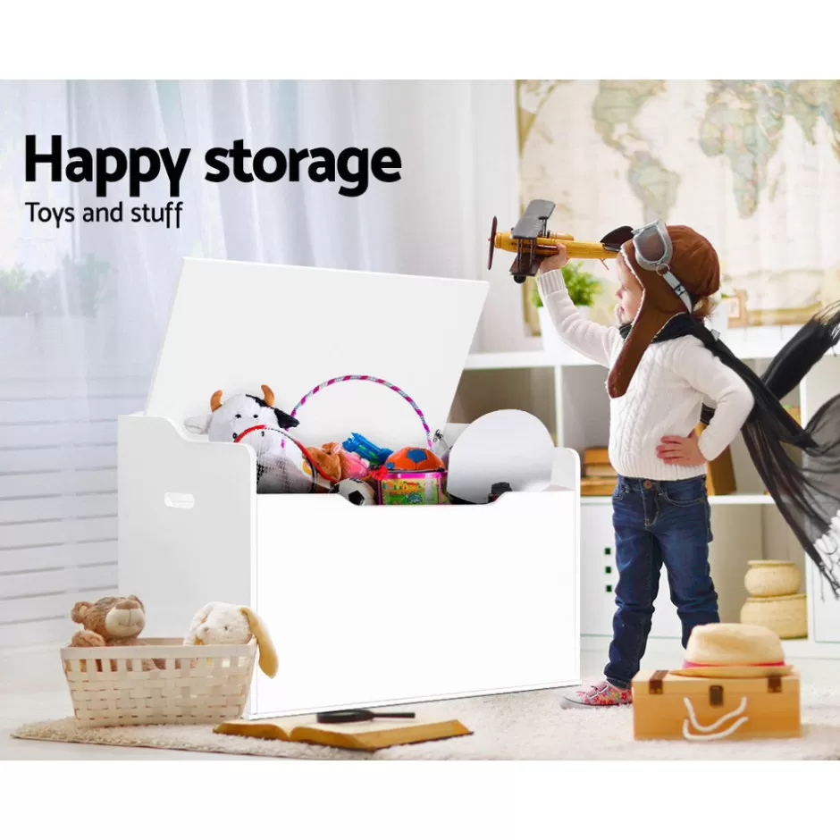 Best Baby Direct Keezi Kids Toy Box Storage Cabinet Chest Blanket Children Clothes Organiser White
