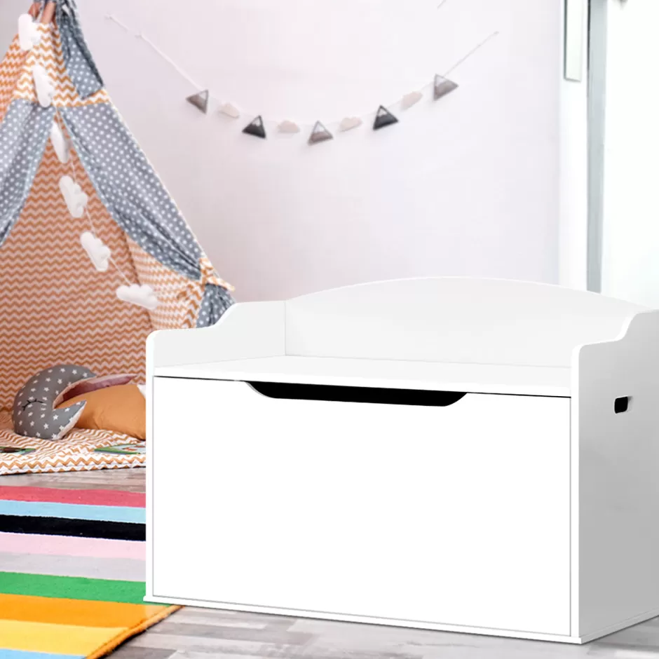 Best Baby Direct Keezi Kids Toy Box Storage Cabinet Chest Blanket Children Clothes Organiser White