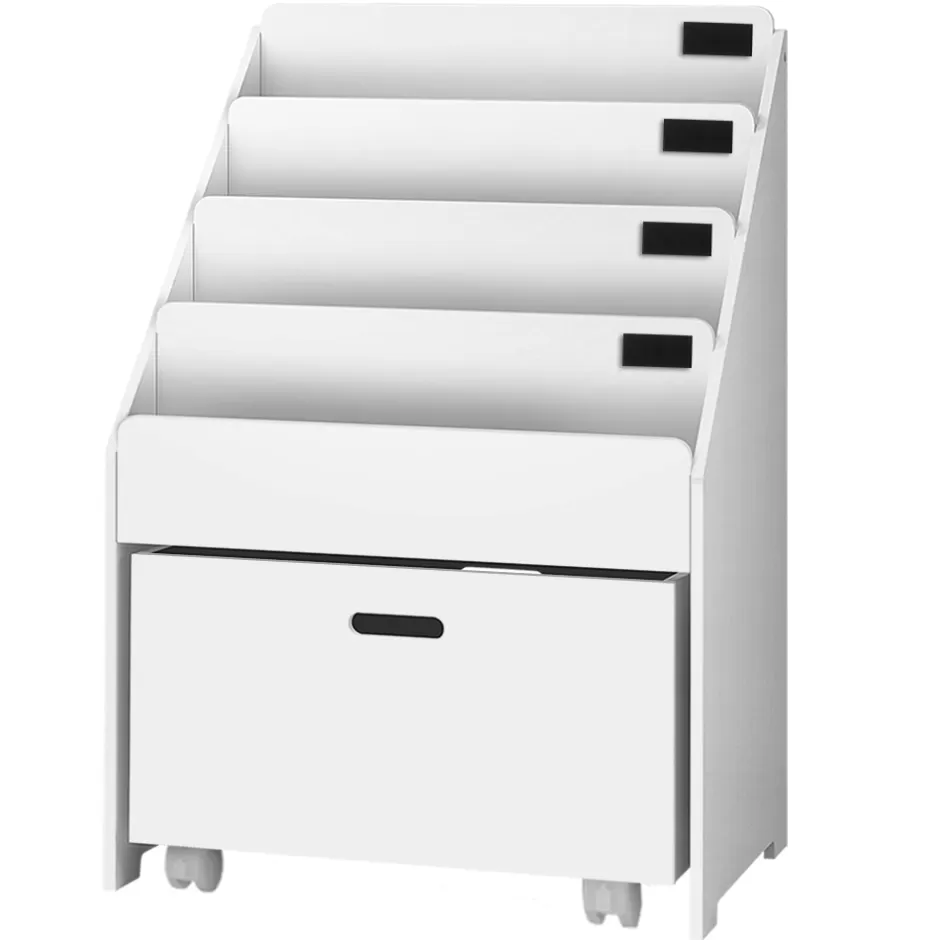 Online Baby Direct Keezi Kids White Bookshelf Storage Organiser Bookcase Drawers Children Shelf