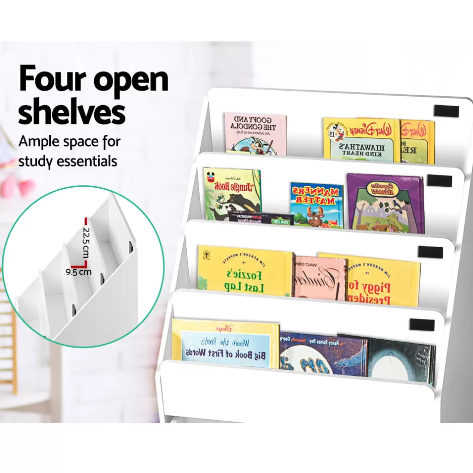 Online Baby Direct Keezi Kids White Bookshelf Storage Organiser Bookcase Drawers Children Shelf