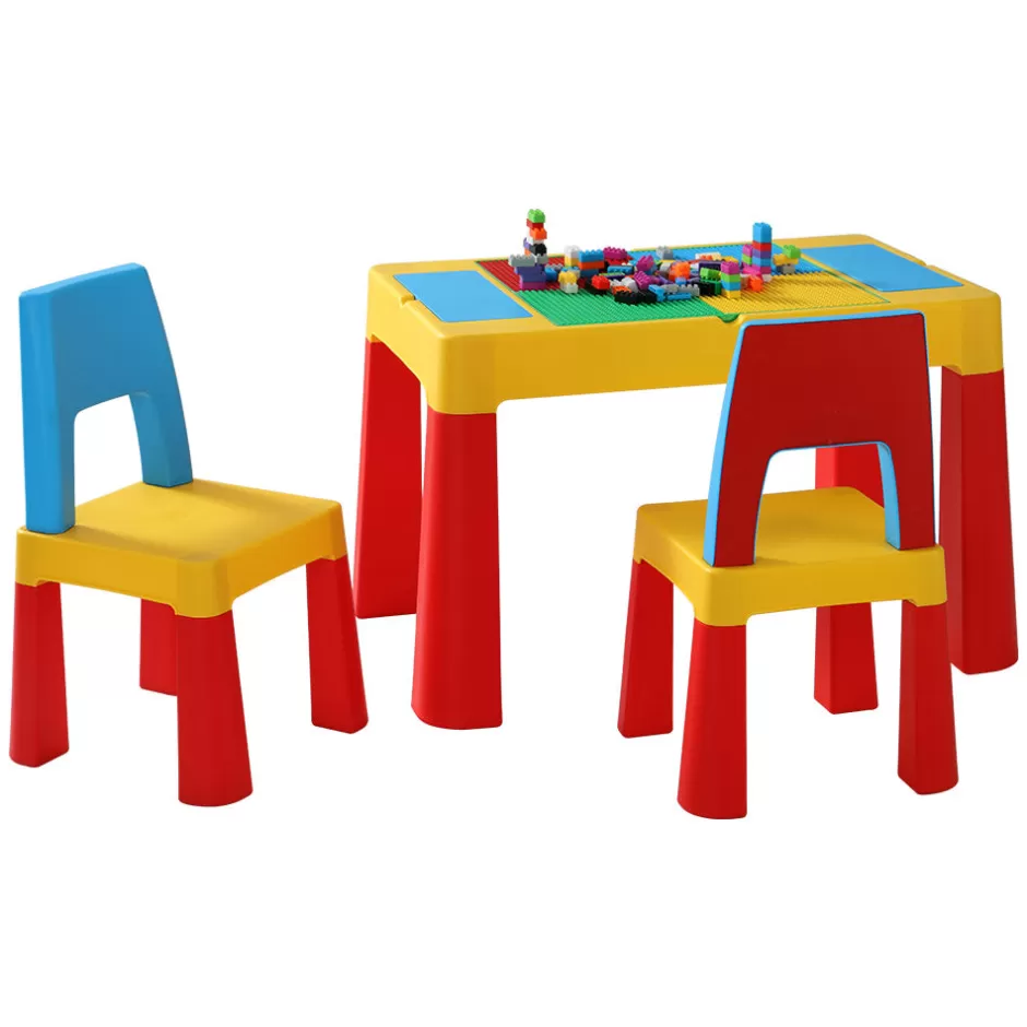 Outlet Baby Direct Keezi 3PCS Kids Table and Chairs Set Activity Chalkboard Toys Storage Box Desk