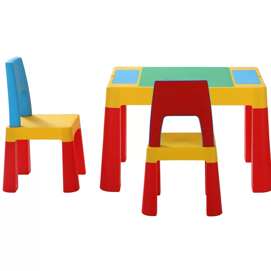 Outlet Baby Direct Keezi 3PCS Kids Table and Chairs Set Activity Chalkboard Toys Storage Box Desk