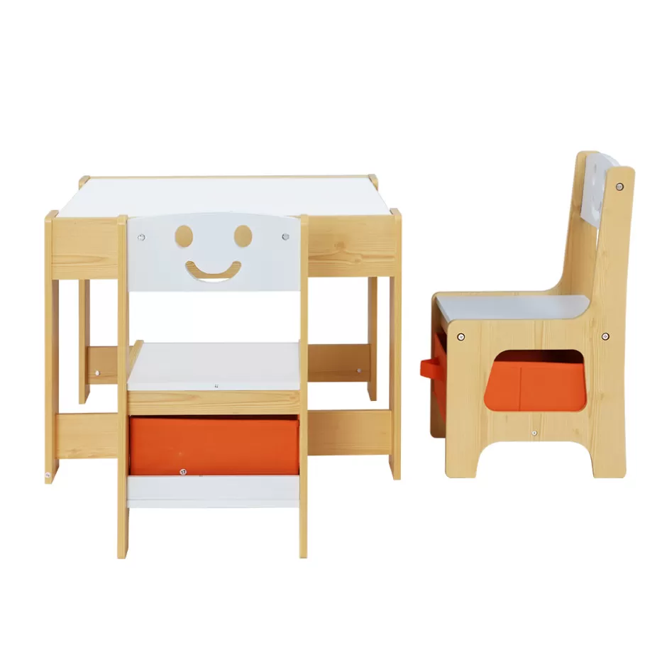 Fashion Baby Direct Keezi 3PCS Kids Table and Chairs Set Activity Chalkboard Toys Storage Box Desk