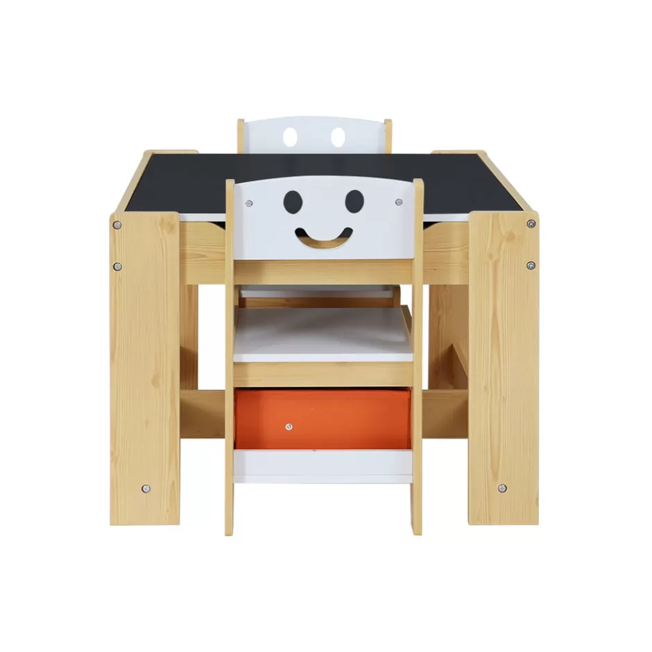 Fashion Baby Direct Keezi 3PCS Kids Table and Chairs Set Activity Chalkboard Toys Storage Box Desk
