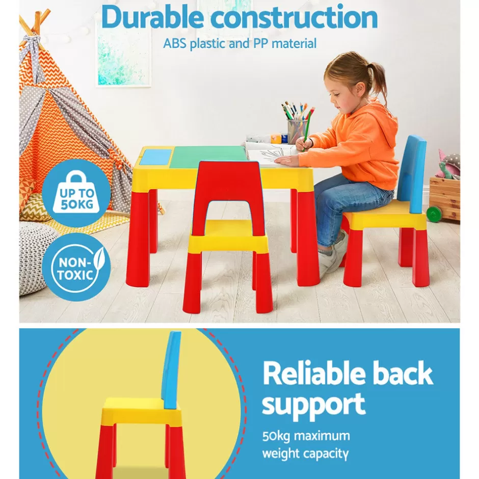 Outlet Baby Direct Keezi 3PCS Kids Table and Chairs Set Activity Chalkboard Toys Storage Box Desk