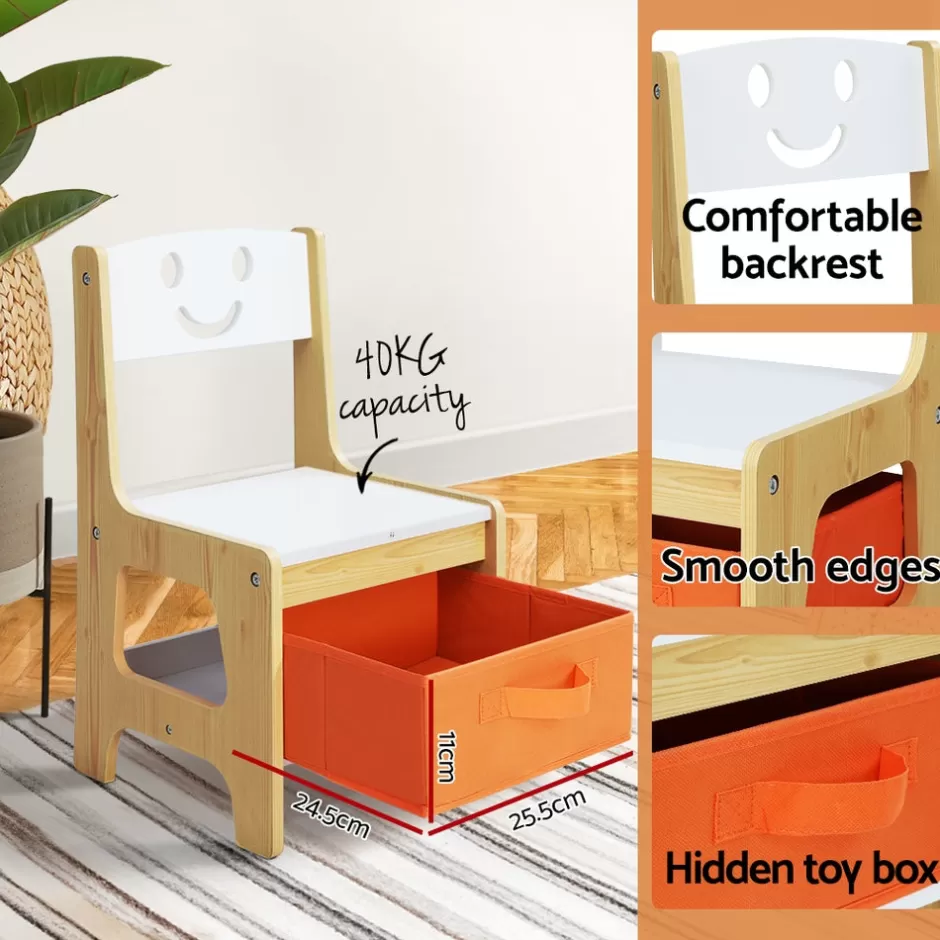 Fashion Baby Direct Keezi 3PCS Kids Table and Chairs Set Activity Chalkboard Toys Storage Box Desk