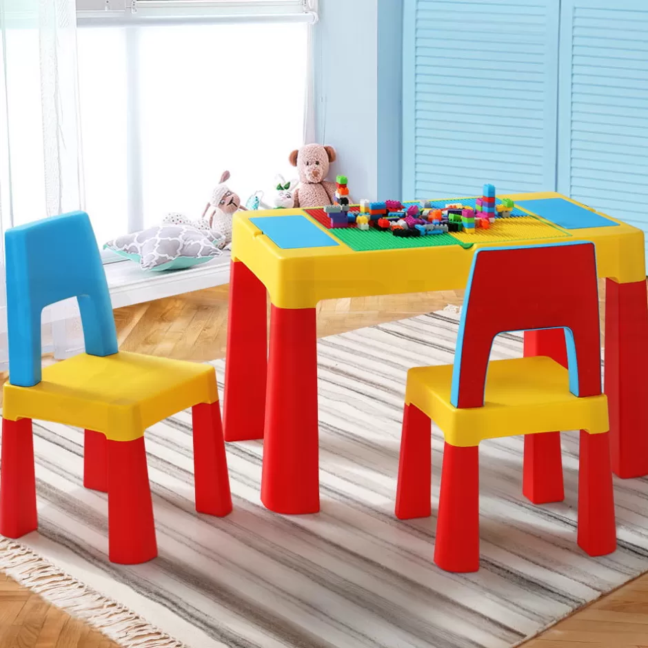 Outlet Baby Direct Keezi 3PCS Kids Table and Chairs Set Activity Chalkboard Toys Storage Box Desk
