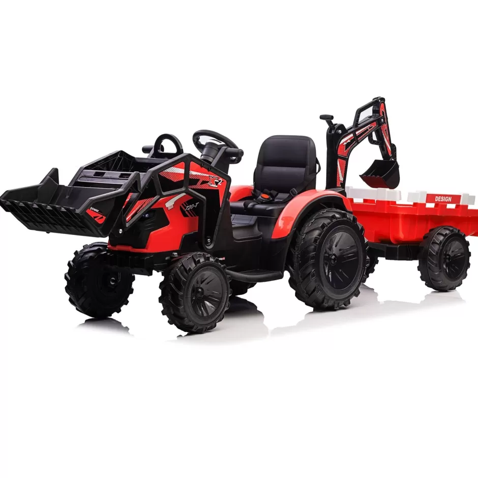 Outlet Baby Direct Kids Ride On Car 12V Tractor 2 In 1 With Trailer And Excavator