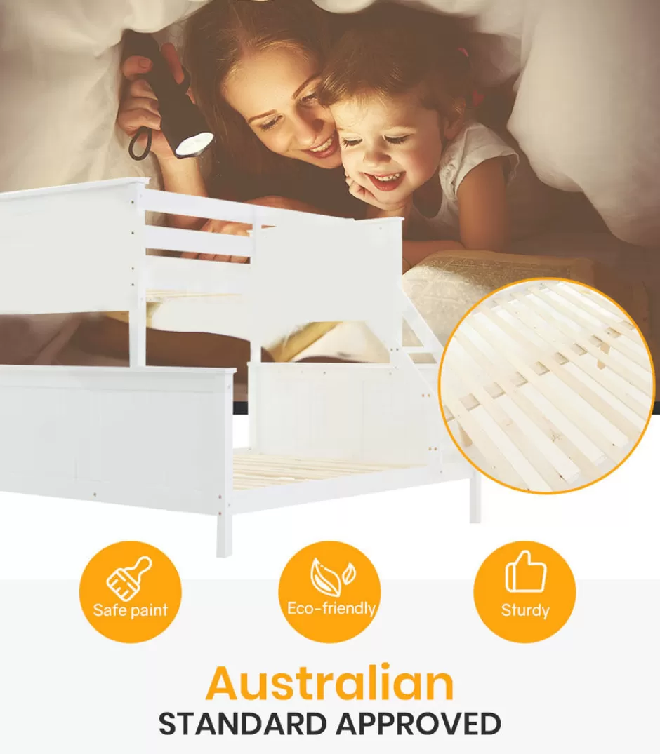 Online Baby Direct KINGSTON SLUMBER Bunk Bed Frame Modular Single White Wood Kids Double Deck Twin