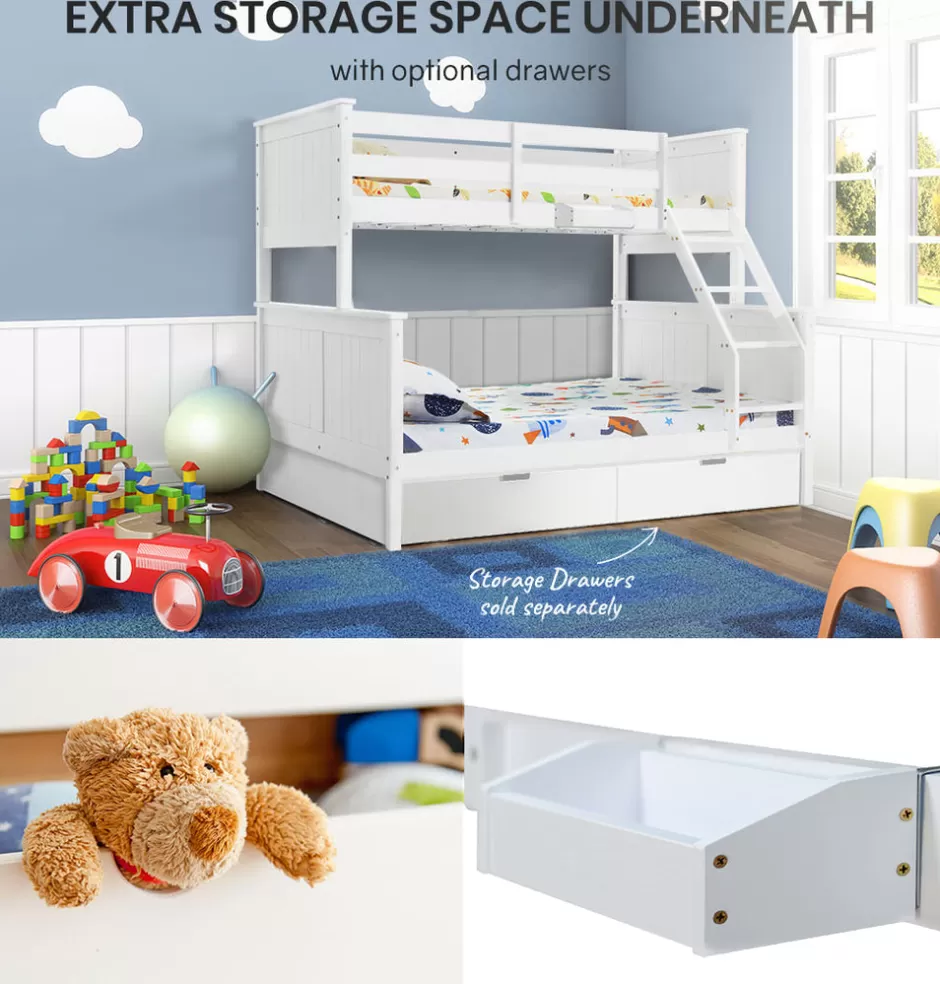 Online Baby Direct KINGSTON SLUMBER Bunk Bed Frame Modular Single White Wood Kids Double Deck Twin