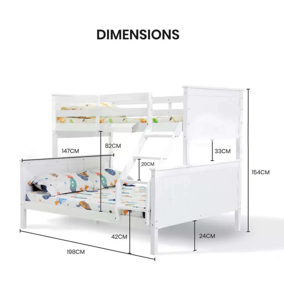 Online Baby Direct KINGSTON SLUMBER Bunk Bed Frame Modular Single White Wood Kids Double Deck Twin