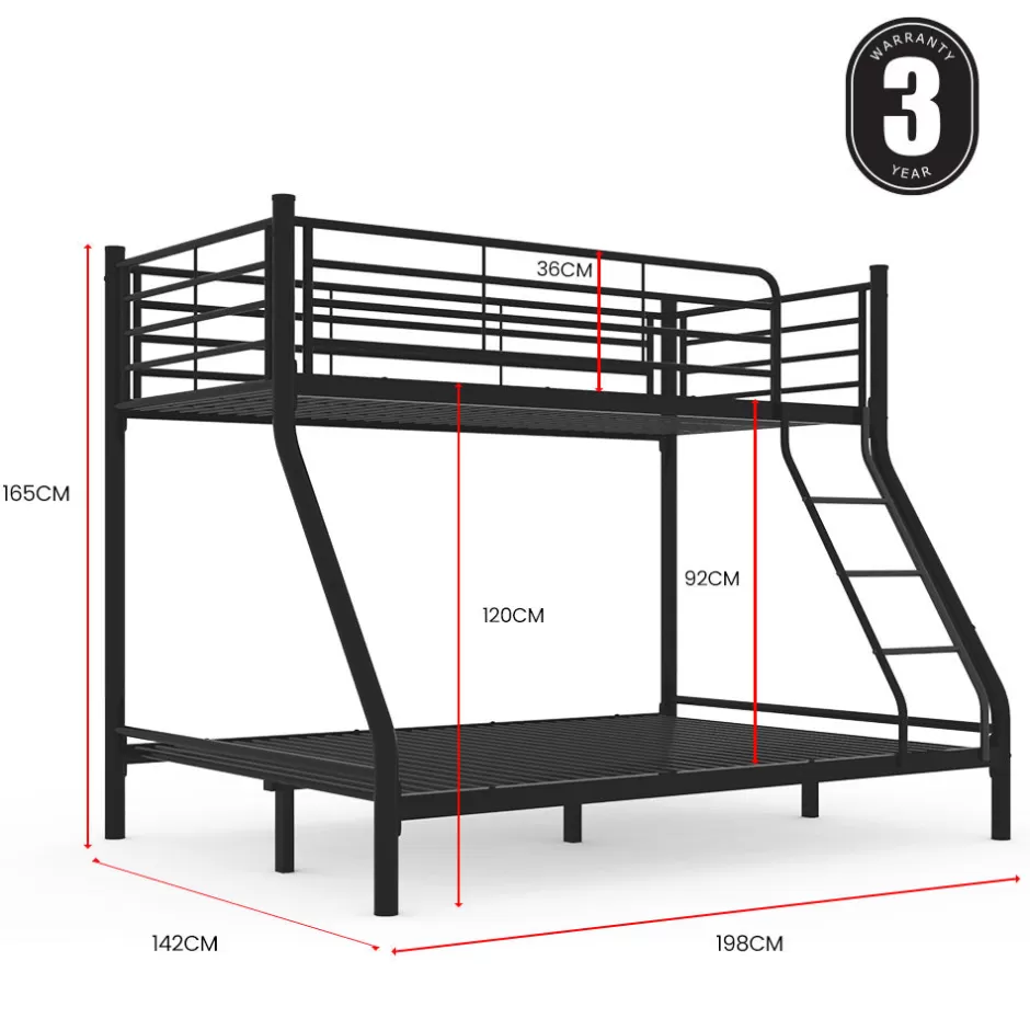 Shop Baby Direct Kingston Slumber Metal Single over Double Bunk Bed Frame, Dark Matte Grey