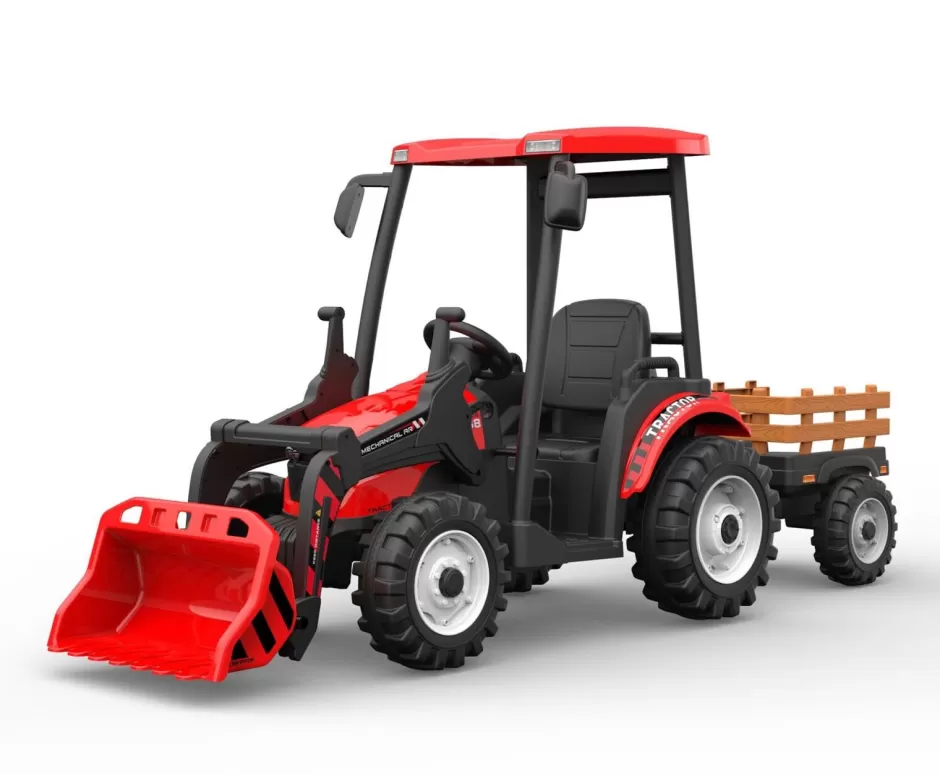 Best Baby Direct Little Riders 24V Kids Ride on Tractor with roof and trailer Farm Play Electric Ride on Car with Remote