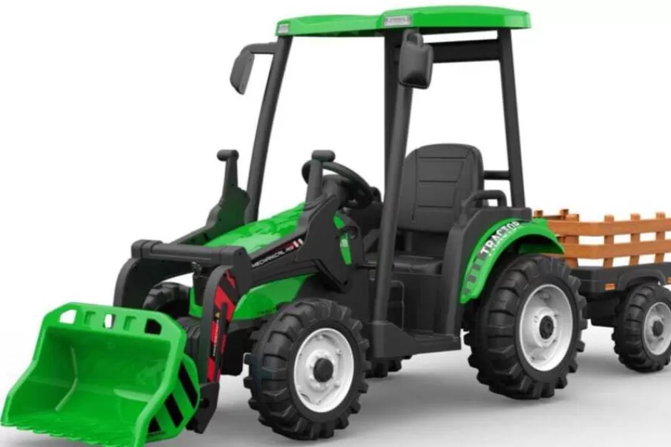 Best Baby Direct Little Riders 24V Kids Ride on Tractor with roof and trailer Farm Play Electric Ride on Car with Remote
