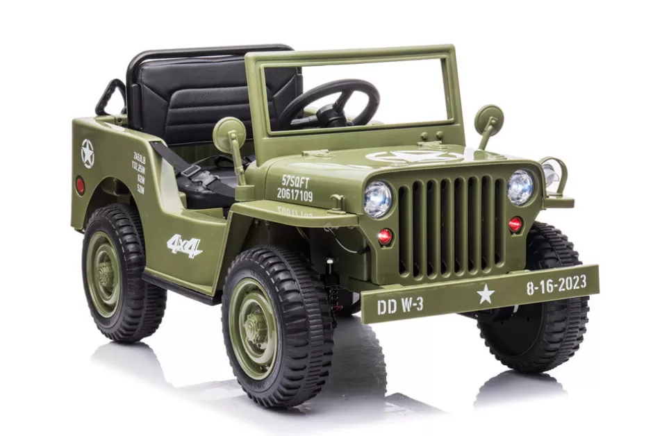 Discount Baby Direct Little Riders 12V Military Jeep Electric Ride On Car For Kids - Green