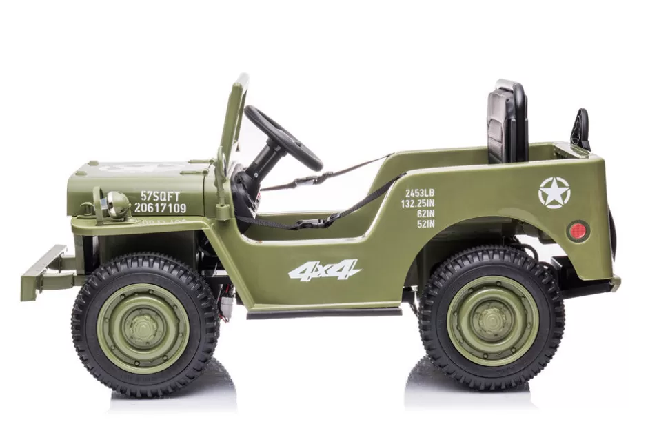 Discount Baby Direct Little Riders 12V Military Jeep Electric Ride On Car For Kids - Green