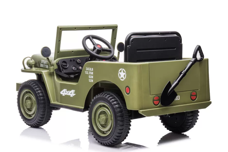 Discount Baby Direct Little Riders 12V Military Jeep Electric Ride On Car For Kids - Green