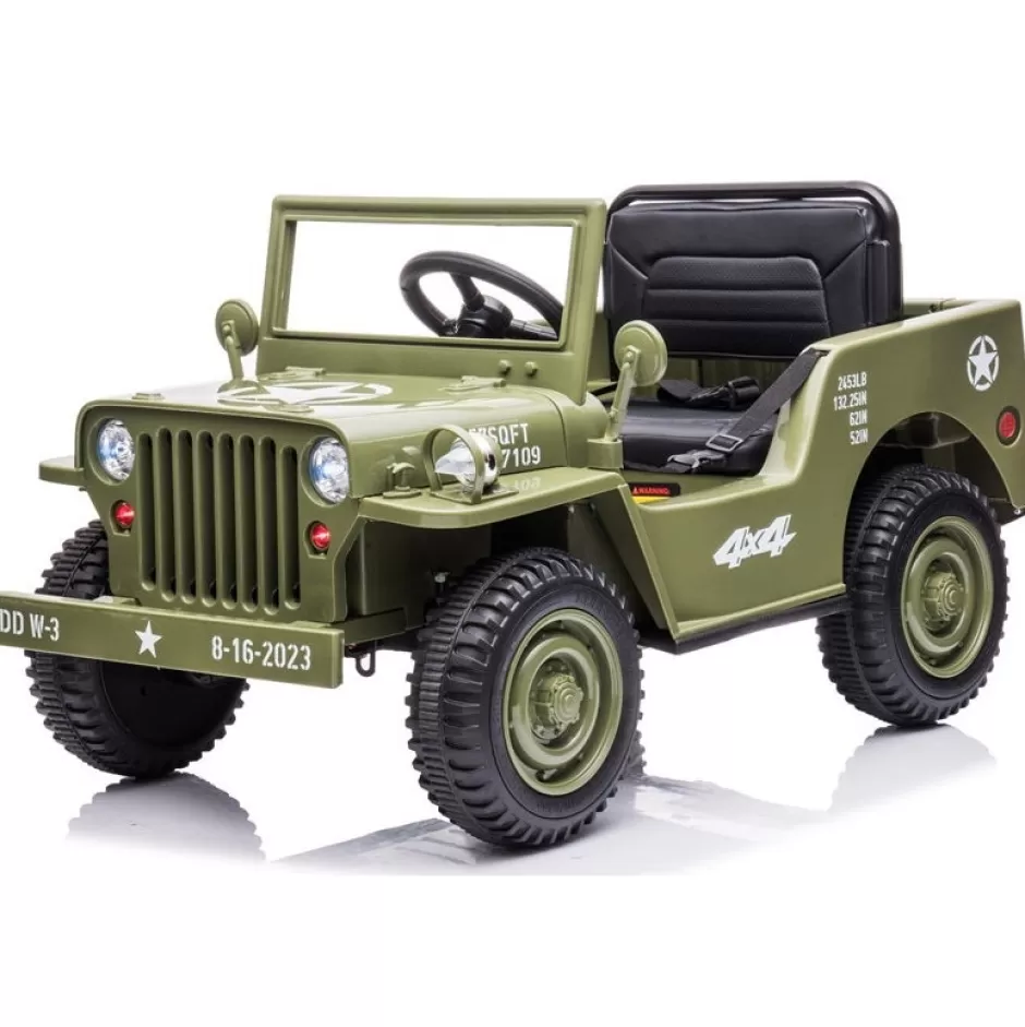Discount Baby Direct Little Riders 12V Military Jeep Electric Ride On Car For Kids - Green