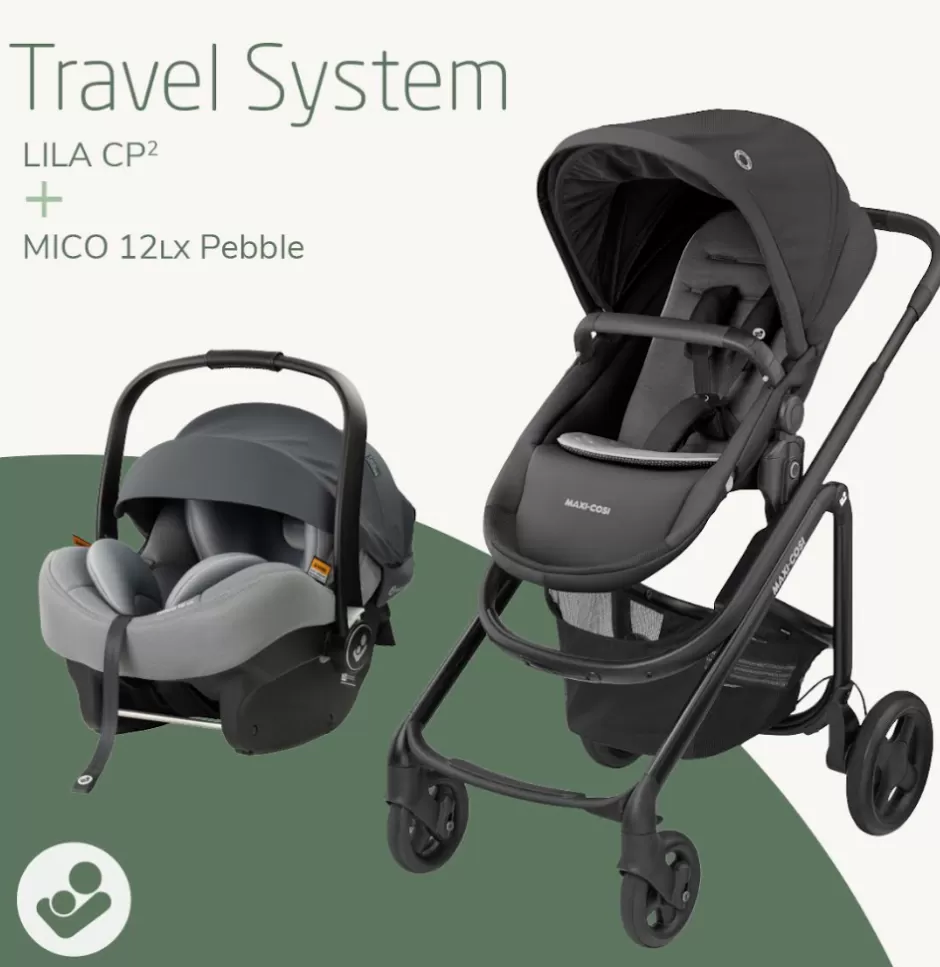 Outlet Baby Direct Maxi Cosi Lila CP2 Essential Bassinet Stroller Black (BUNDLE) + Maxi Cosi Mico 12LX V1 Onyx (non isofix) + Capsule Adaptor