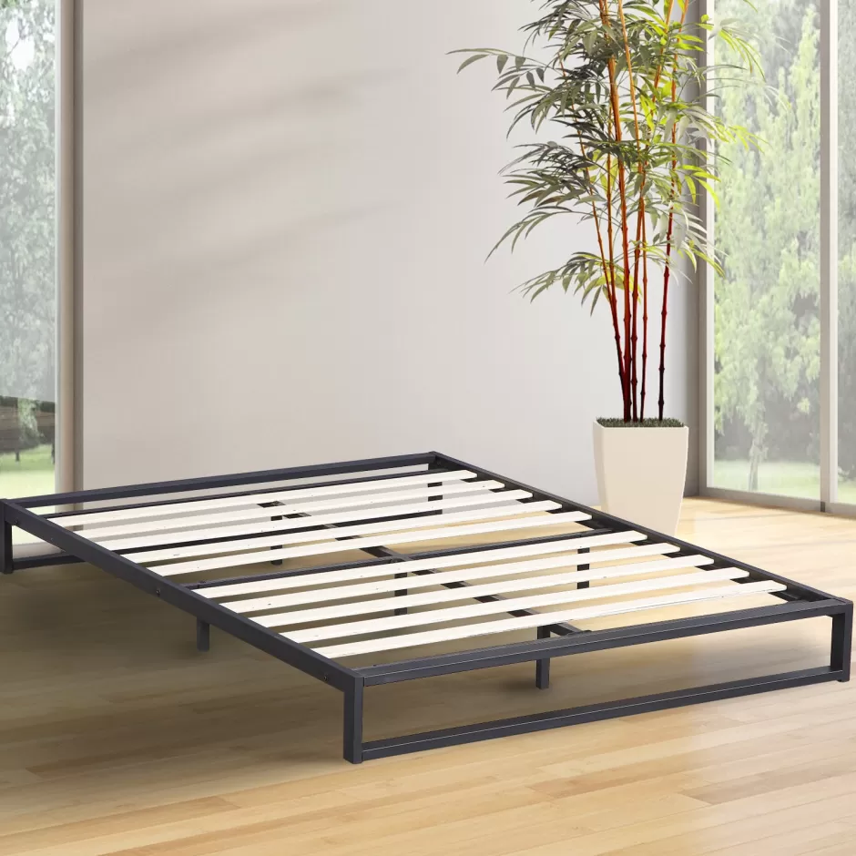 Cheap Baby Direct Milano Decor Florence Metal Bed Frame Mattress Base Platform Modern Black - King Single - Black