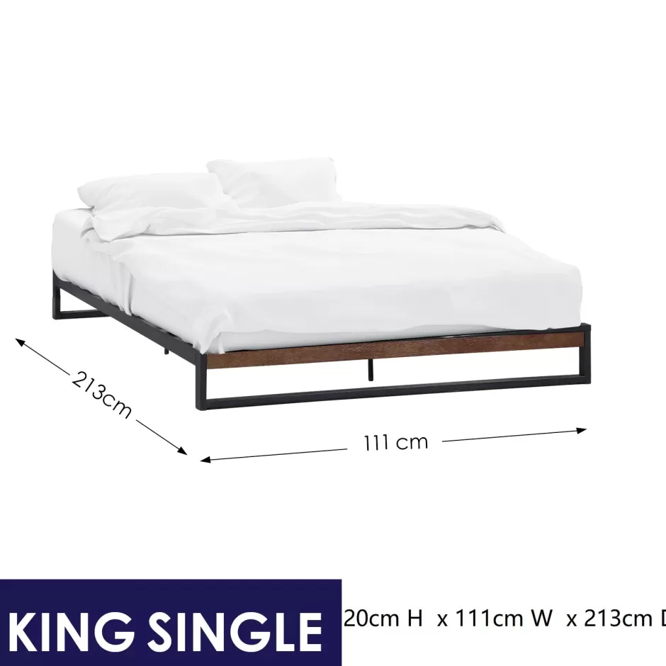 Cheap Baby Direct Milano Decor Florence Metal Bed Frame Mattress Base Platform Modern Black - King Single - Black