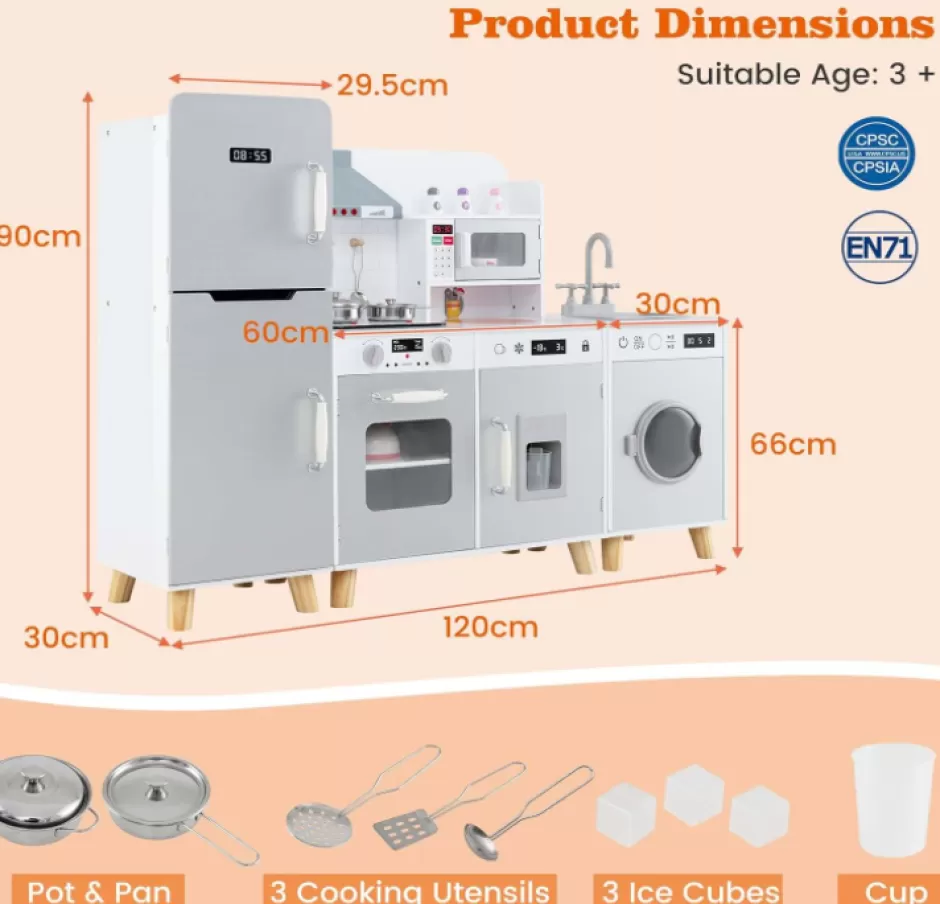 Cheap Baby Direct Modular Kids Kitchen Playset with Range Hood and Washing Machine