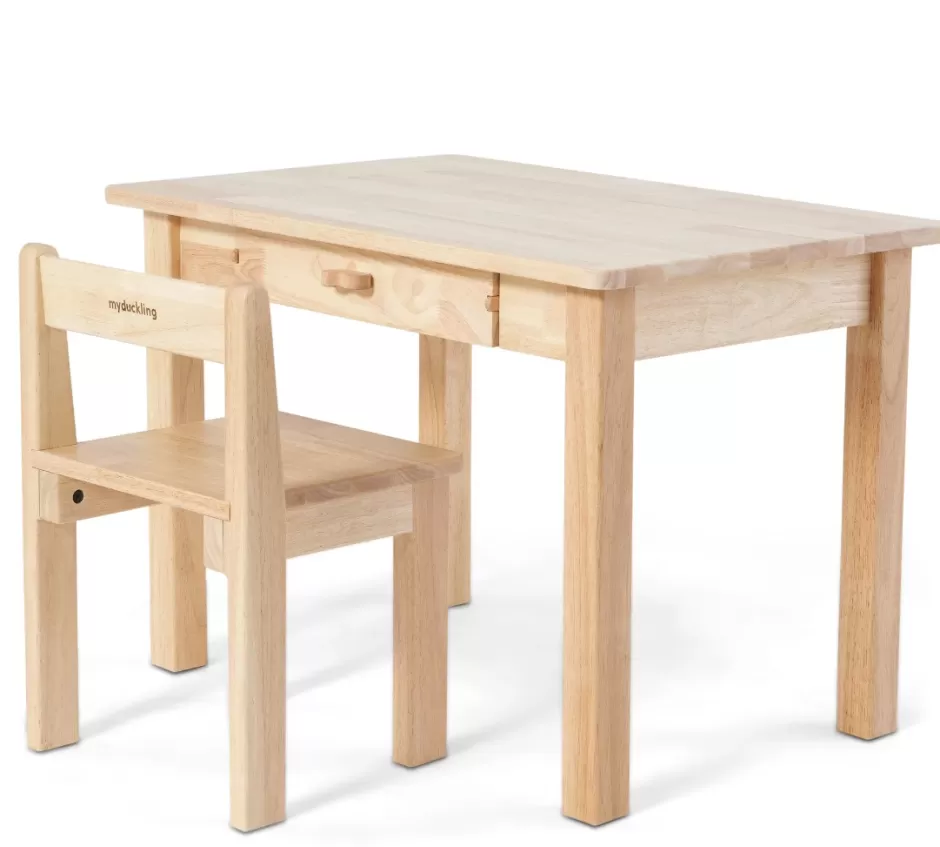 Store Baby Direct My duckling LINA Kids Study Table and Chair Set - Rubberwood