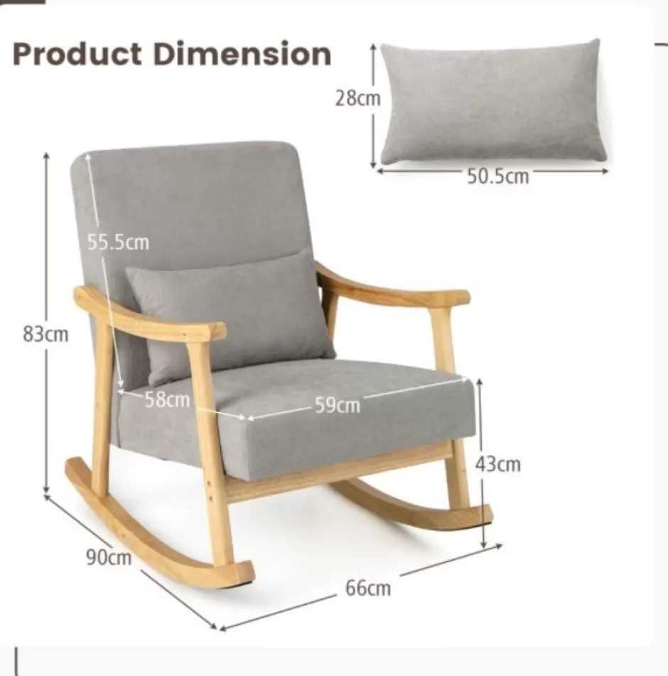 Cheap Baby Direct Nursery Rocking Accent Chair with Lumber Pillow and Padded Seat