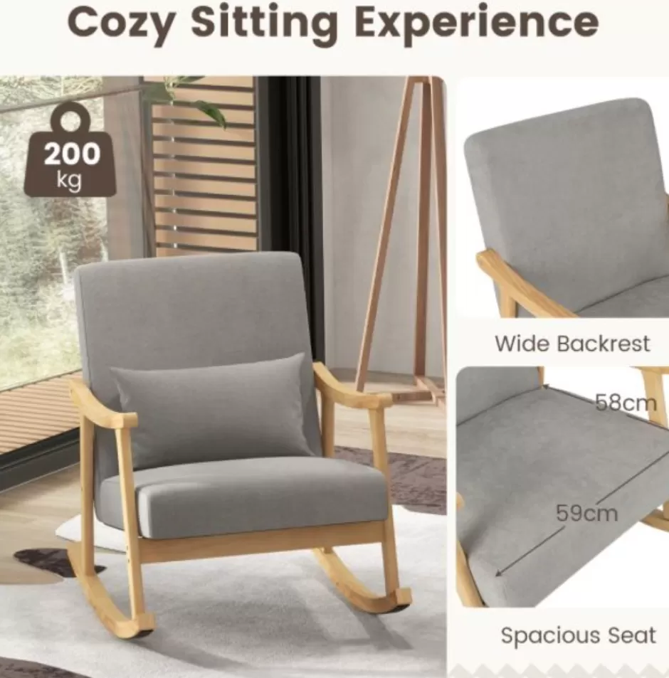 Cheap Baby Direct Nursery Rocking Accent Chair with Lumber Pillow and Padded Seat