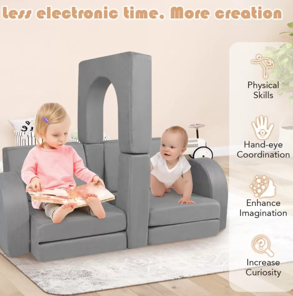 Sale Baby Direct 8-Piece Modular Kids Sofa Play Couch Climb Playset with Covers