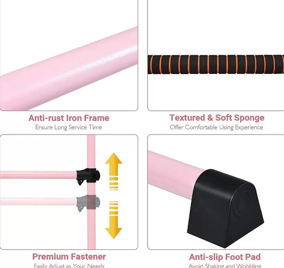 Best Baby Direct Reve Bebe Portable Ballet Barre with Freestanding Double Ballet Bar