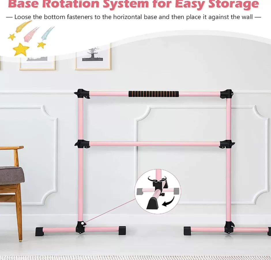 Best Baby Direct Reve Bebe Portable Ballet Barre with Freestanding Double Ballet Bar