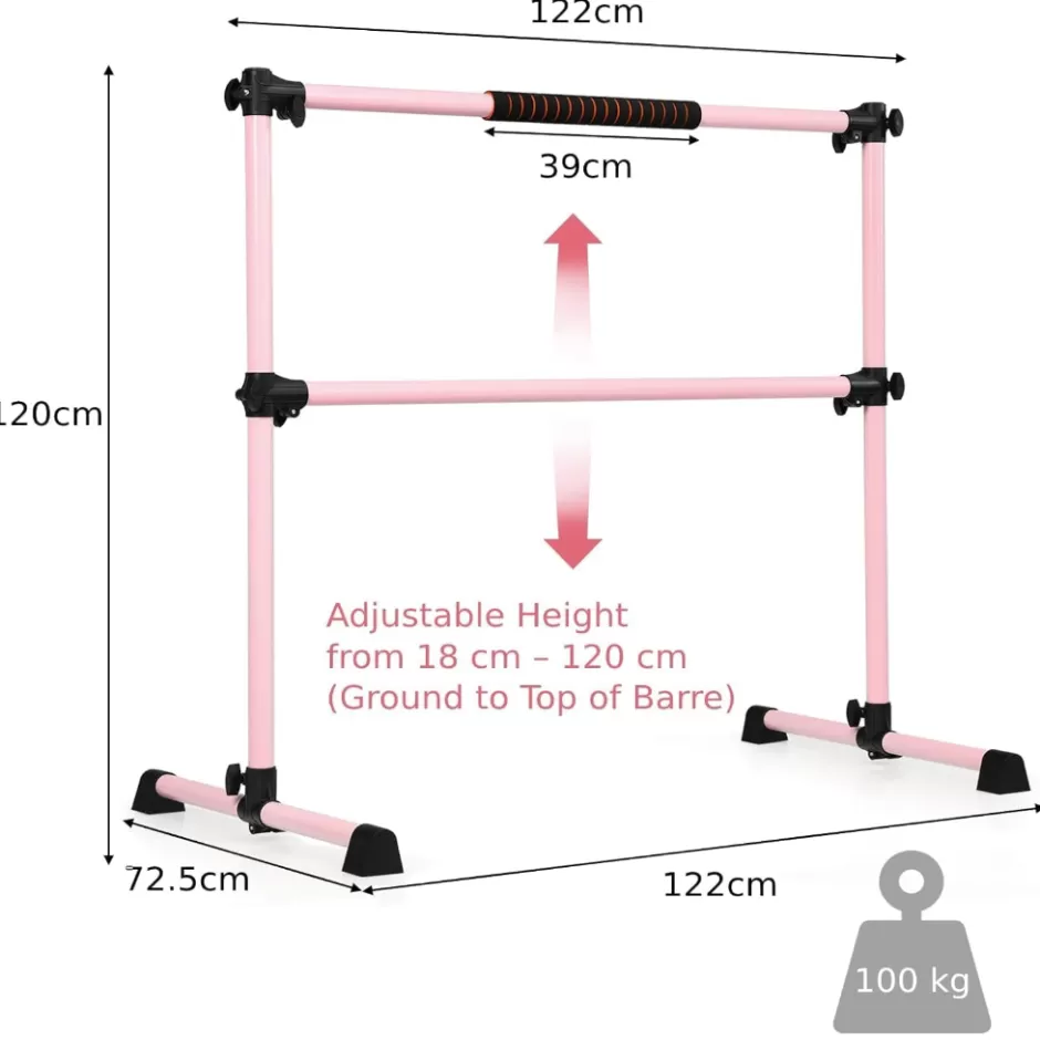 Best Baby Direct Reve Bebe Portable Ballet Barre with Freestanding Double Ballet Bar