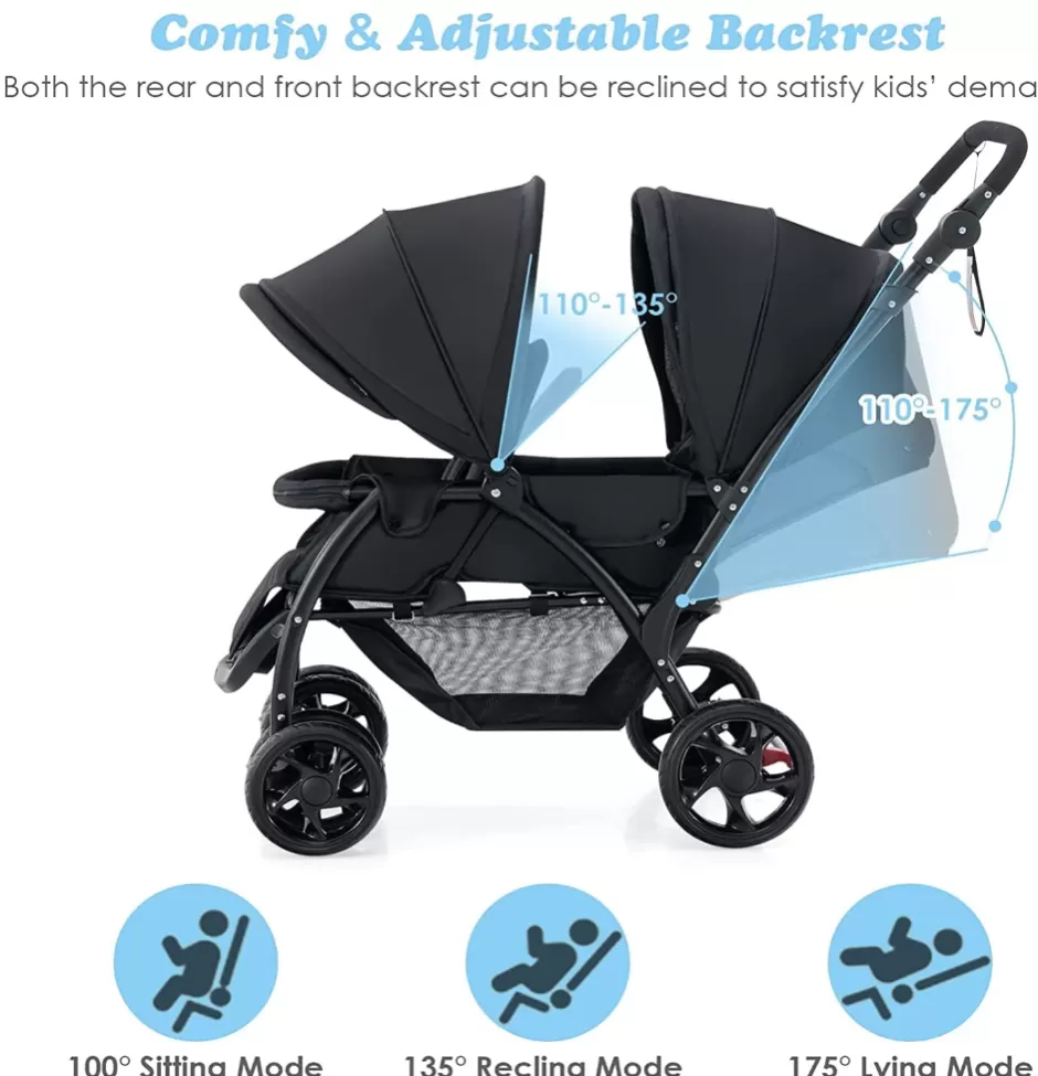 Cheap Baby Direct Rever Baby  Foldable Tandem Stroller, Double Seat Baby Pram Stroller