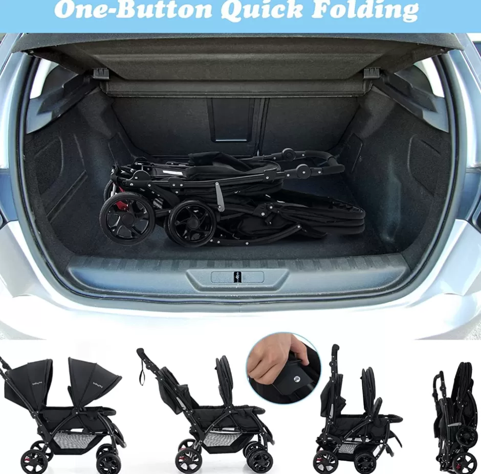 Cheap Baby Direct Rever Baby  Foldable Tandem Stroller, Double Seat Baby Pram Stroller