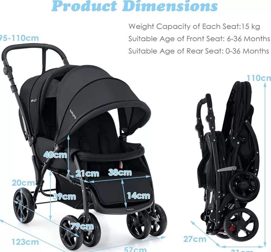 Cheap Baby Direct Rever Baby  Foldable Tandem Stroller, Double Seat Baby Pram Stroller