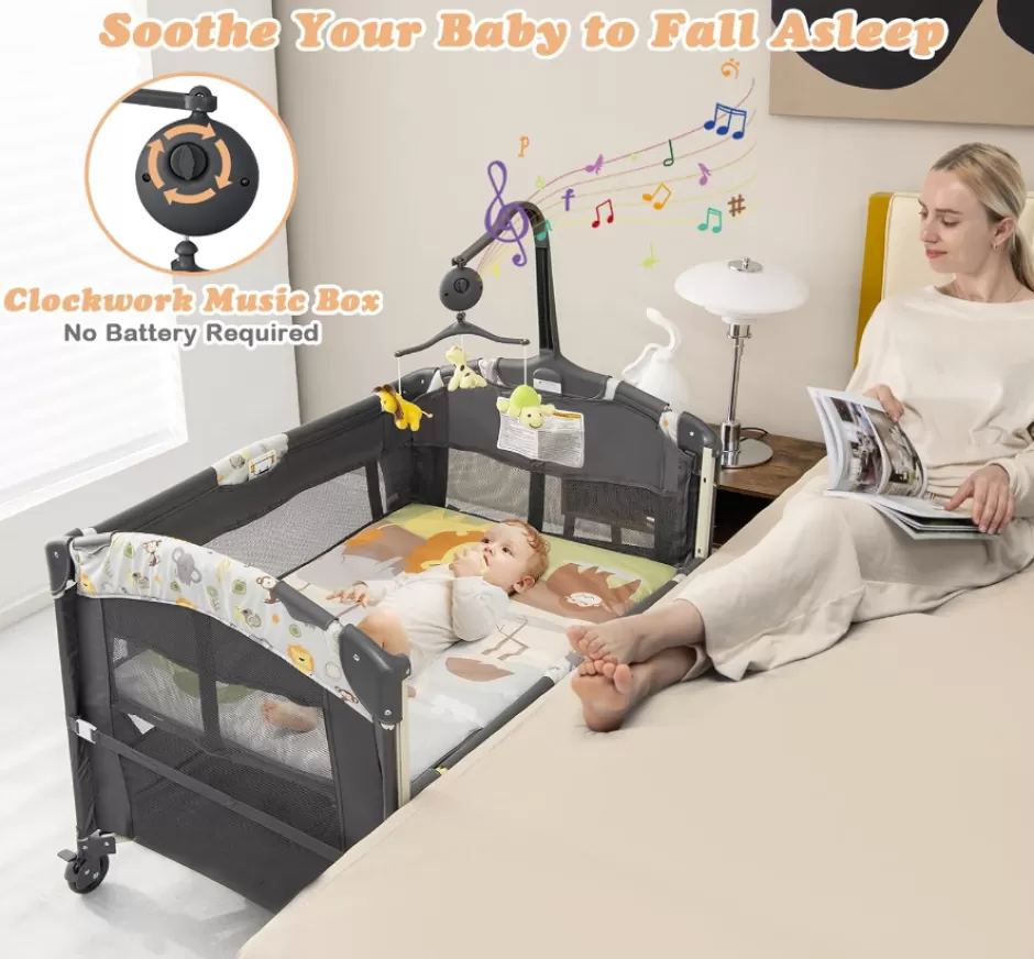 Online Baby Direct Rever Bebe 4 in 1 Baby Portacot, Co sleeper bassinet with changing station