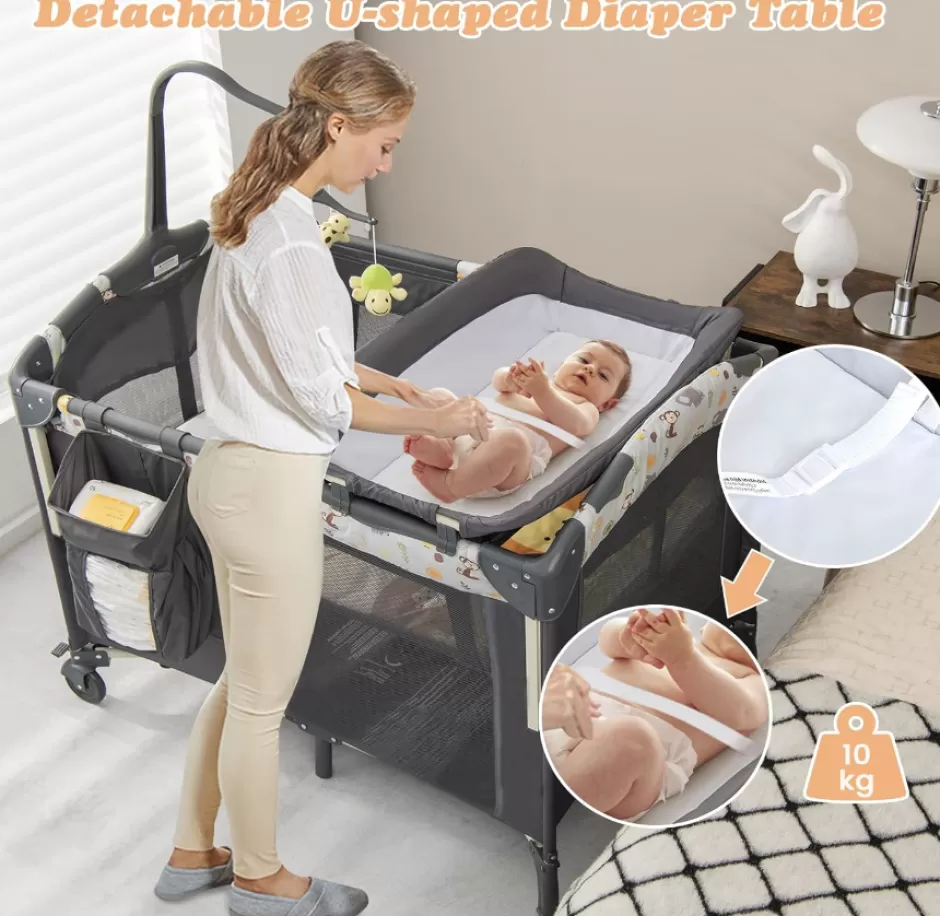 Online Baby Direct Rever Bebe 4 in 1 Baby Portacot, Co sleeper bassinet with changing station