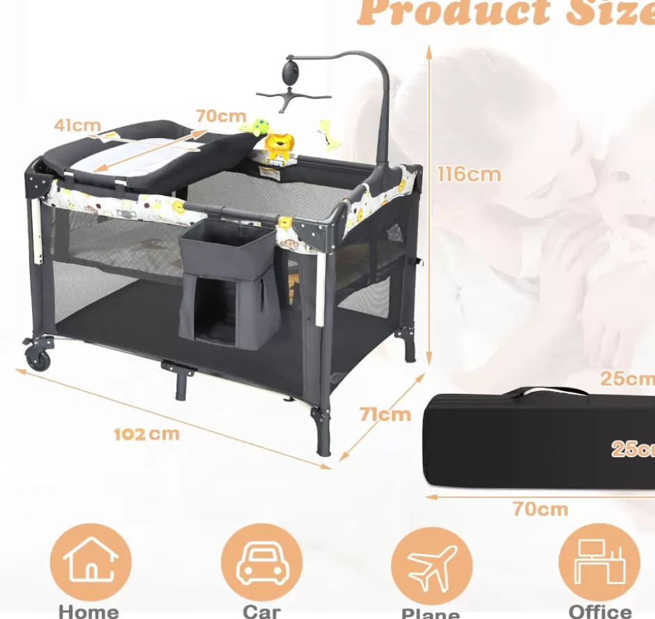 Online Baby Direct Rever Bebe 4 in 1 Baby Portacot, Co sleeper bassinet with changing station