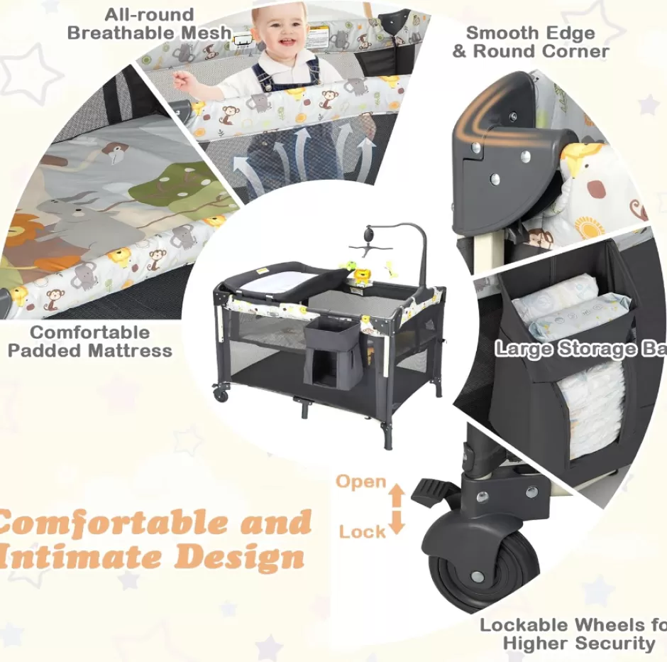 Online Baby Direct Rever Bebe 4 in 1 Baby Portacot, Co sleeper bassinet with changing station